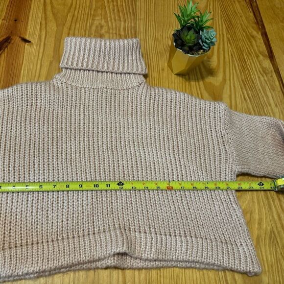 NWT Mable Anthropologie Blush Pink Turtleneck Cropped Sweater Chunky Knit SM - Picture 6 of 8